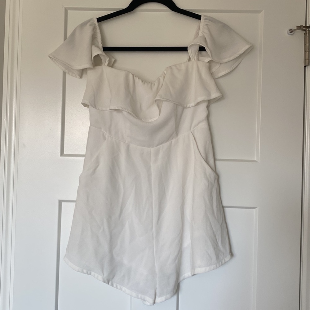 White ruffle romper
